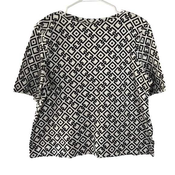 Charter Club Tops - Charter Club Luxury Pima Cotton Top L Black White Geometric Chain Link Print